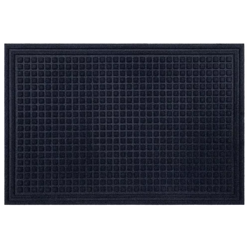 Outdoor Door Mat Blue Waffle Grid Rubber Non Slip Indoor Outdoor 24x36 Recycled