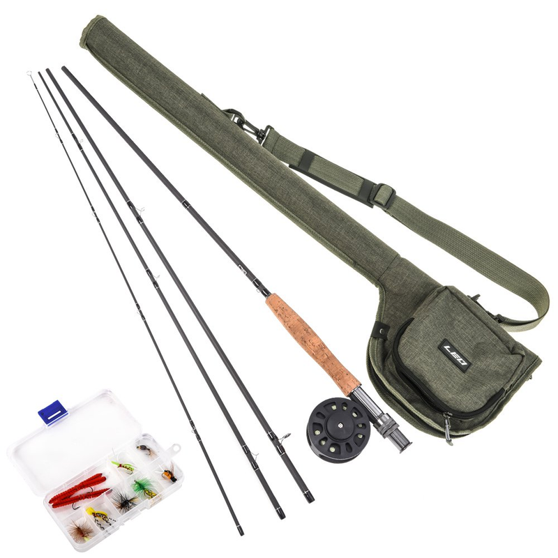 9' Fly Fishing Rod and Reel Combo with Carry Bag 10 Flies Complete Starter Packa