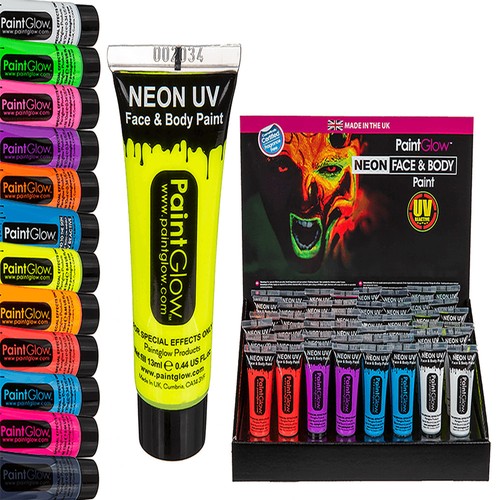 Schminke UV Aktiv NEON LEUCHTENDE Körperfarbe Gesichtsfarbe Bodypaint PaintGlow