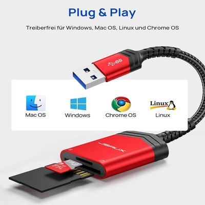 JSAUX USB 3.0 SD TF Kartenleser USB Card Reader Adapter TF SD Memory Card Reader