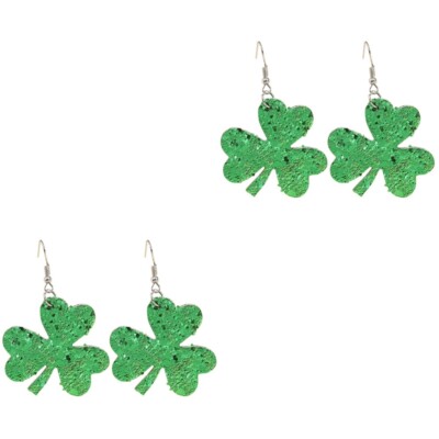  2 Pairs Shamrock -ohrringe Für Frauen St. Patricks Day Creolen Accessoires Zum