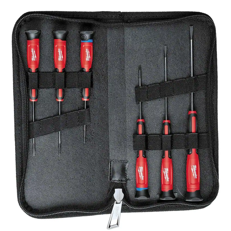 Milwaukee 48-22-2606 6 Piece Precision Screwdriver Set Zipper Case Included