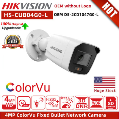 US HIKVISION 4Mp ColorVu Bullet IP Camera OEM DS-2CD1047G0-L POE CCTV security
