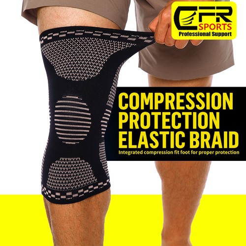 Knee Sleeves Compression Brace Support Sport Joint Injury Pain Arthritis Copper