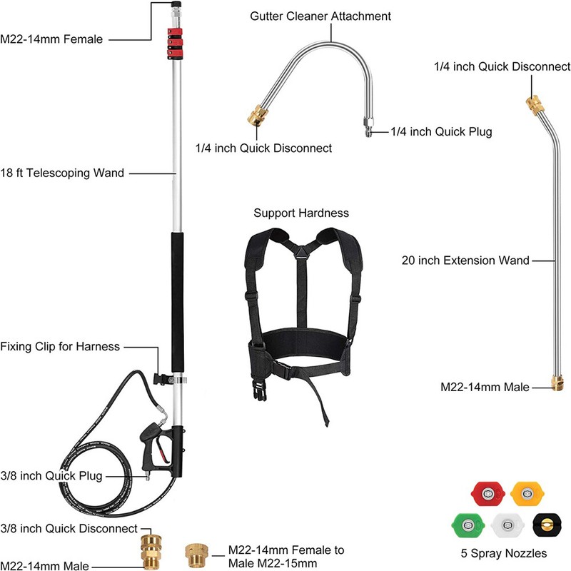 24ft Pressure Washer Extension Wand, Telescoping Gutter Cleaner