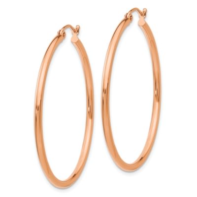 Pre-owned Superdealsforeverything Real 14kt Rose Gold Polished 2mm Lightweight Tube Hoop Earrings In Pink