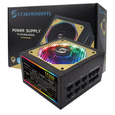 New 550W ATX PC Power Supply LED Fan RGB PSU Silent SATA 3 IDE Computer Componet