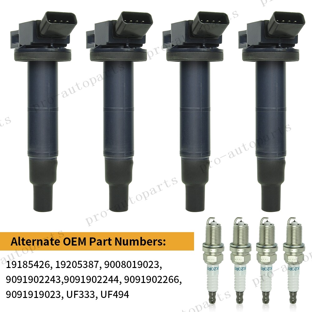 4X OEM Ignition Coil & 4X Iridium Spark Plug For 2002-11 Toyota Camry 2.4L UF333