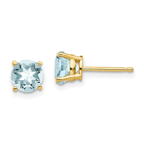 Pre-owned Goldia 14k Aquamarine Earrings In Yellow