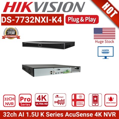 Hikvision 32CH 4K 12MP Acusense NVR DS-7732NXI-K4 4SATA Network Video Recorder
