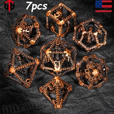 7pcs/Set Polyhedral Metal Dice for Dungeons & Dragons DND RPG MTG Playing Games