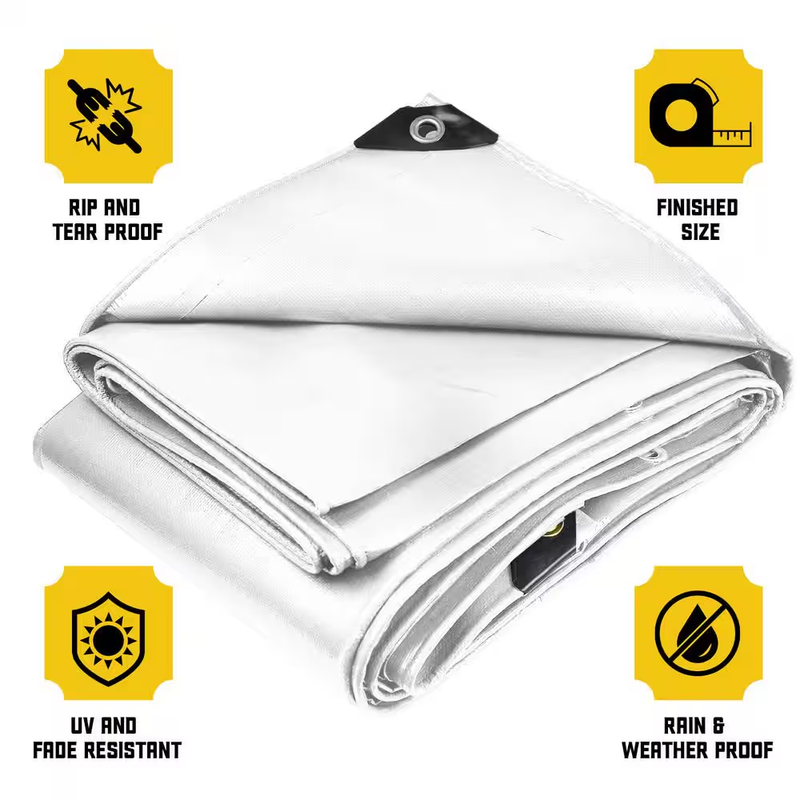 6 Ft. X 8 Ft. White 5 Mil Heavy Duty Polyethylene Tarp, Waterproof, UV Resistant