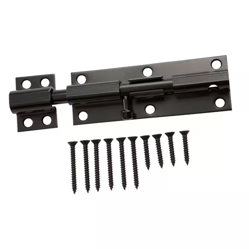 Barrel Bolt Door Gate Lock Heavy Duty 6in Black Steel Lockable Latch Hardware