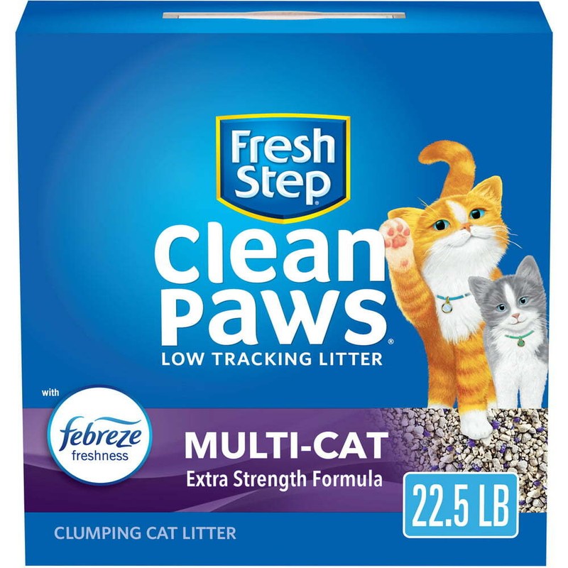 22.5 lb Clean Paws Multi-Cat Scented Litter with Febreze, Clumping Cat Litter