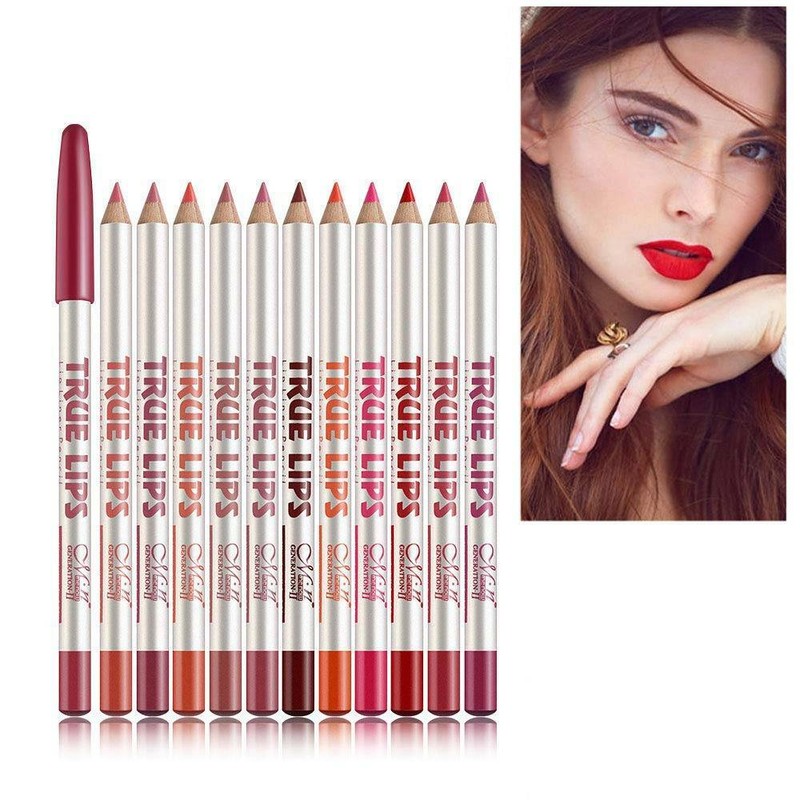 12 Farben-Set True Makeup Lips Lip Liner-Bleistift-Kosmetischer Eyeliner DE