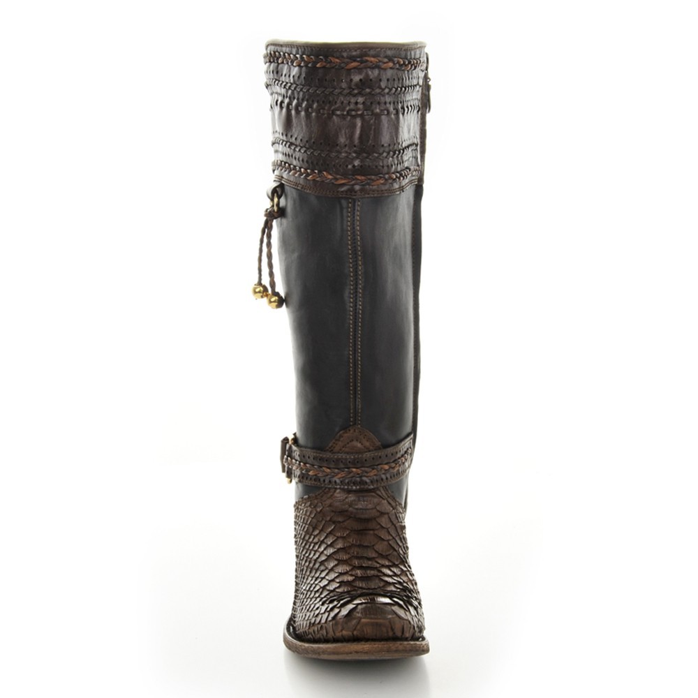 Pre-owned Cuadra Python Boots Women - Handmade By  Boots (2k08ph) In Brown
