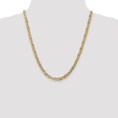Pre-owned Skyjewelers Real 14kt Yellow Gold 5.25mm Concave Anchor Chain; 22 Inch; Lobster Clasp