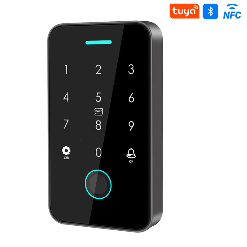 NFC Bluetooth Tuya APP Backlight Touch 125Khz+13.56Mhz IC RFID Card Access Contr