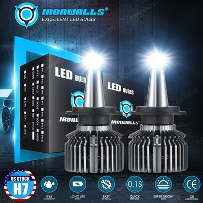 8-side H7 LED Headlight Bulb Kit High/Low Beam 6500K Super Bright White 480000LM