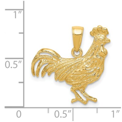 Pre-owned Superdealsforeverything Real 14kt Yellow Gold Rooster Pendant