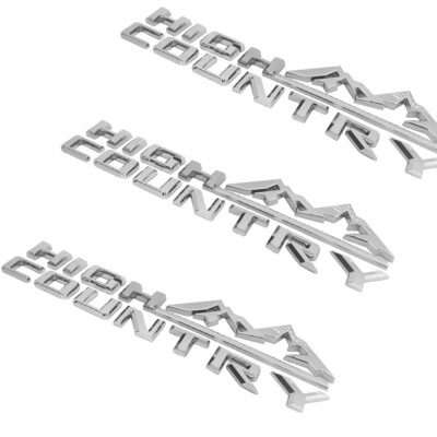 3x 3D Gloss Chrome High Country Fender Emblem Rear Badge For Silverado 2019-2023