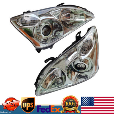For Lexus RX330 RX350 RX400h 04-09 Pair L & R Xenon Halogen Headlight W/o AFS