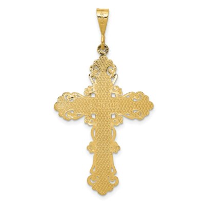 Pre-owned Skyjewelers Real 14kt Yellow Gold Fleur De Lis Cross Pendant