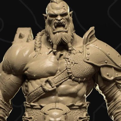 Orc with Battleaxe and Human Head | Collective Studio
