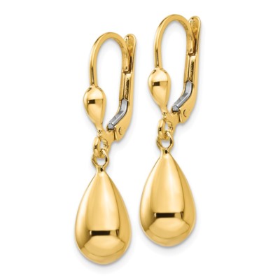 Pre-owned Superdealsforeverything Real 14kt Yellow Gold Polished Fancy Dangle Leverback Earrings