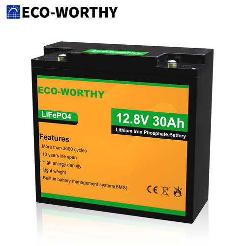 ECO-WORTHY 12V 30Ah LiFePO4 Lithium Battery 384Wh 3000+ cycles for RV Boat