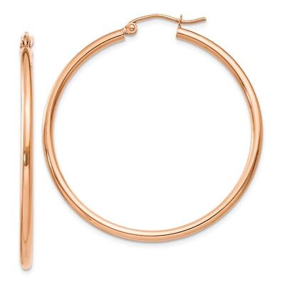 Pre-owned Superdealsforeverything Real 14kt Rose Gold Polished 2mm Lightweight Tube Hoop Earrings In Pink