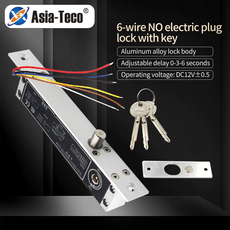 12VDC Electric Lock Alloy Magnetic Deadbolt Time Delay Fail Secure Mortise Drop