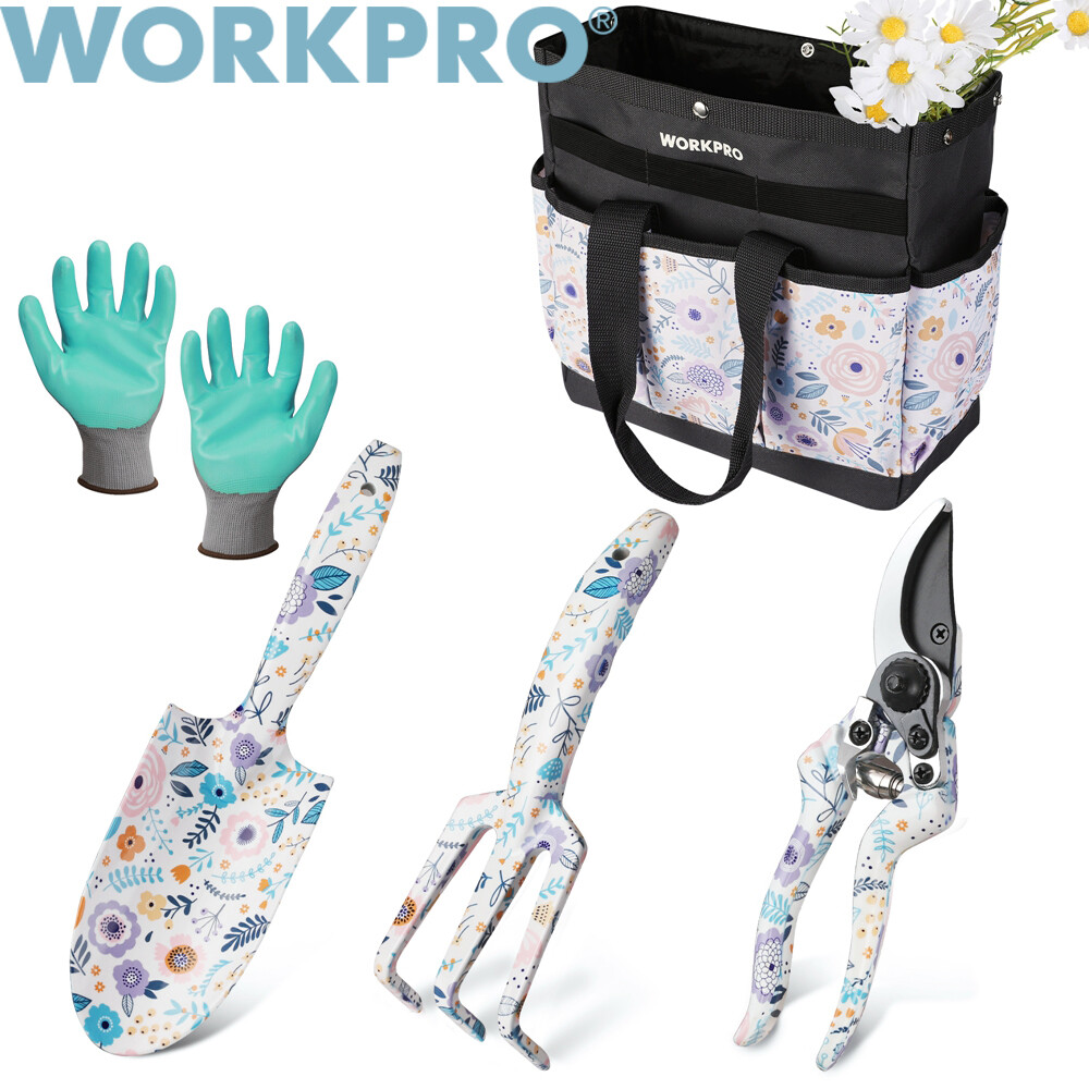WORKPRO 5PC Heavy Duty Garden Tool Set Gardening Hand Tool Set w/Garden Tool Bag