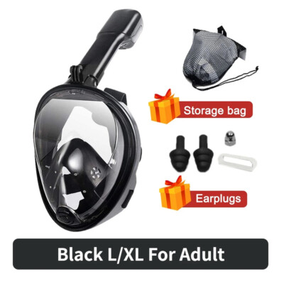 Black Full Face Mask Swimming Underwater Diving Snorkel Scuba S/M L/XL Fr GoPro 