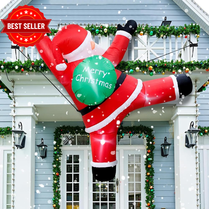 180CM Inflatable Christmas Wall Climbing Santa Claus Christmas Inflatable Decora