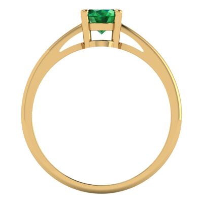 Pre-owned Pucci 1ct Oval Designer Statement Bridal Simulated Emerald Ring Real 14k Yellow Gold