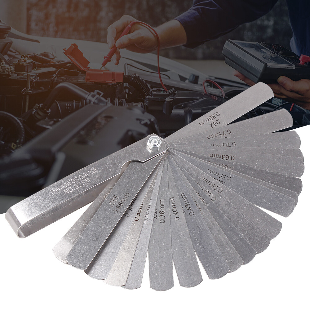32 Blades Feeler Gauge Gap Filler Thickness Metric SAE Dual Reading Measure Tool