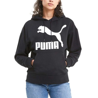 

Puma Classics Logo Pullover Hoodie Womens Size  Повседневная верхняя одежда 597638-01, Черный