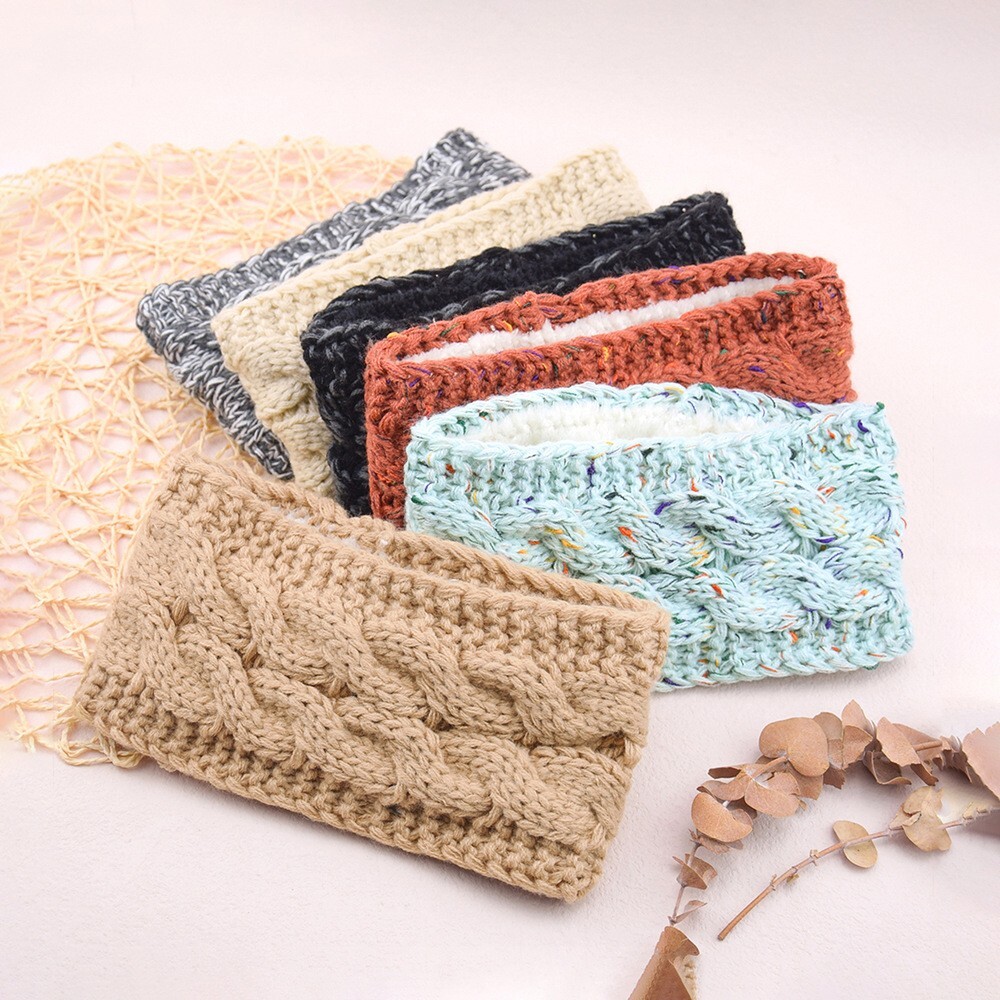 Women Ear Warmer Hair Band Warm Head Knit Fleece Lined Headband Winter Wrap