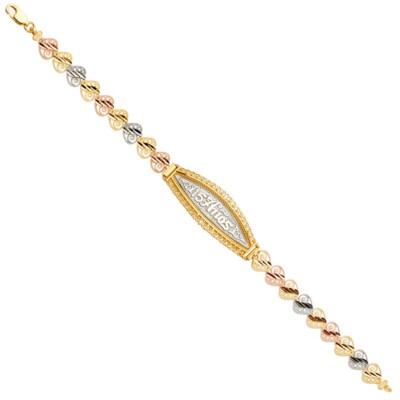 Gold 14K Tri Color Gold 15Years ID Bracelet - 7.5''