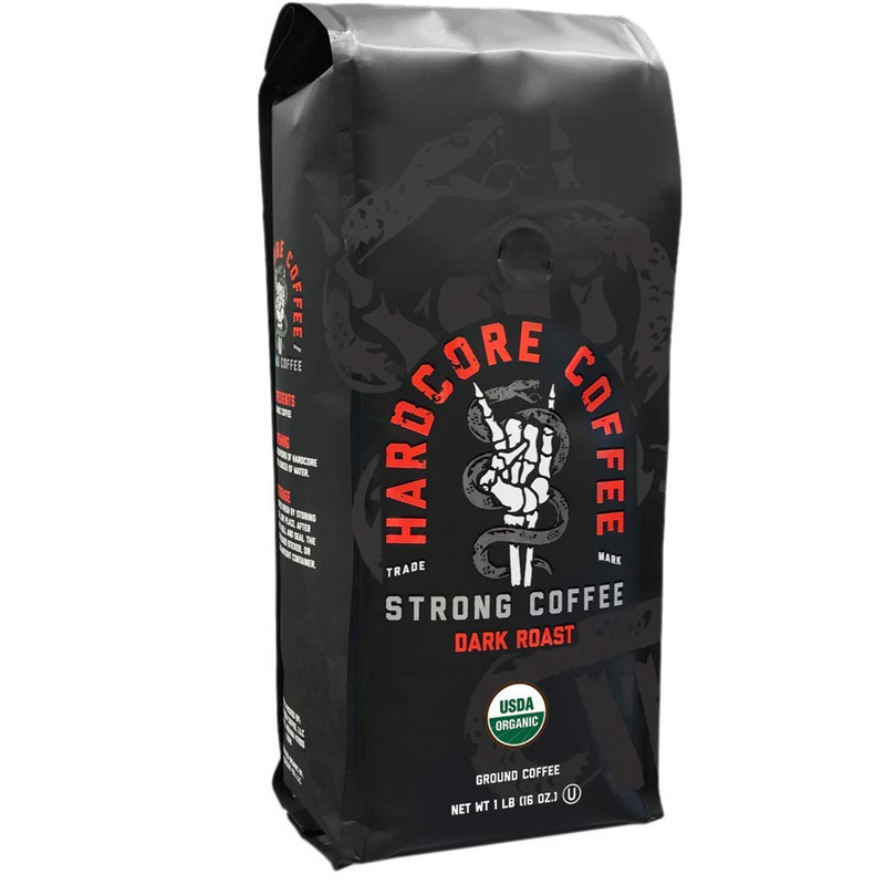 Hardcore Ground Coffee, High Caffeine, Strong Roast 16 Oz