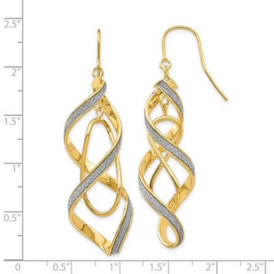 Pre-owned Superdealsforeverything Real 14kt Yellow Gold Polished Glitter Infused Spiral Dangle Earrings