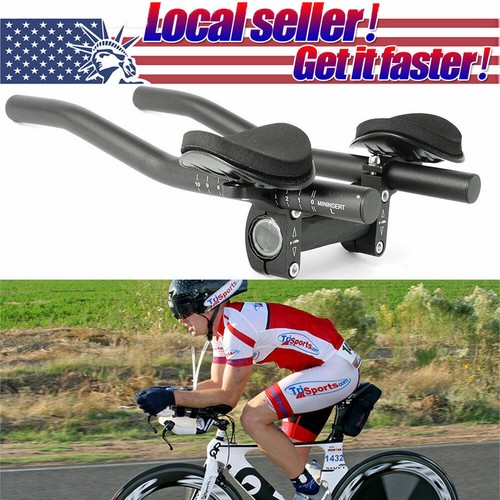 Road Mountain Bike Alloy Triathlon Aero Rest Handle Bar Clip On Tri Bars