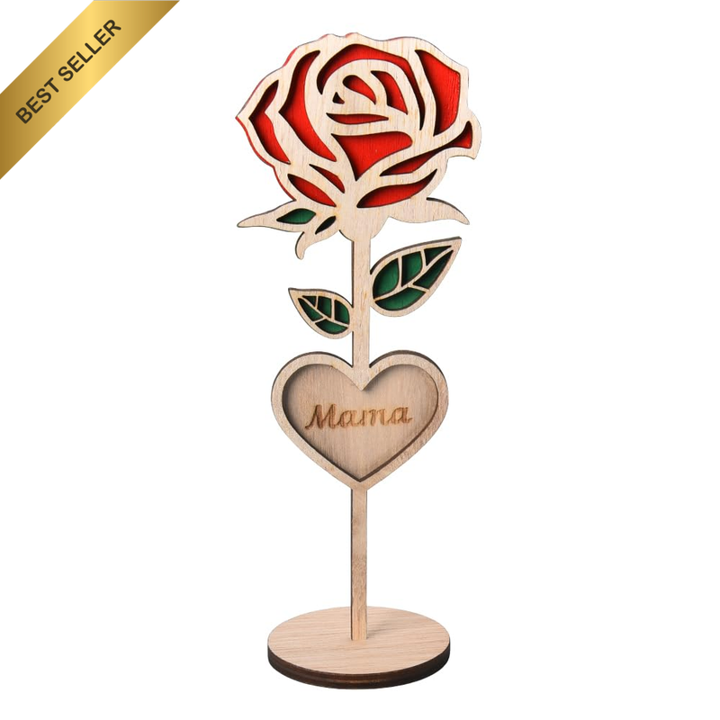 Mothers Day Gifts for Mom: Wooden Rose Engraved Flowers & Appreciation Plaque fo