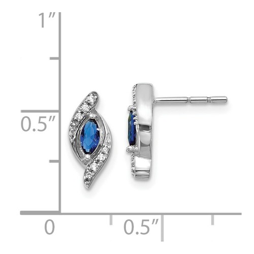 Pre-owned Goldia 14k White Gold Diamond & Sapphire Post Earrings