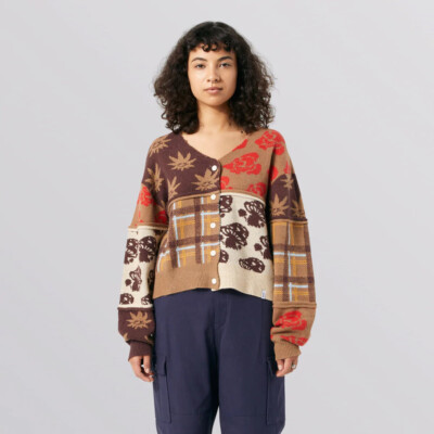 

Женский кардиган HUF Wmns Nature Patchwork коричневый