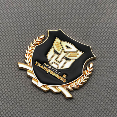 Golden Metal Door Fender Transformers Autobots Badge Rear Lid Trunk Emblem Logo