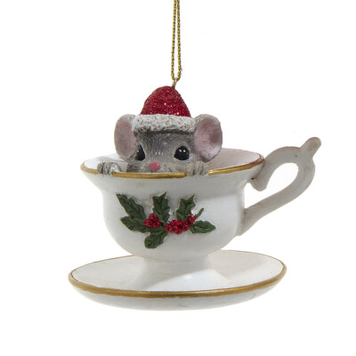 Nostalgic Mouse With Teacup Ornaments
