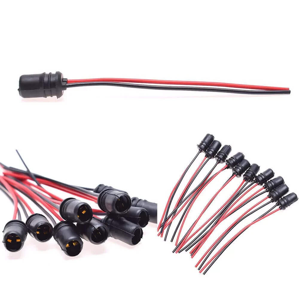 10PCS T10 168 194 W5W Light Bulb Extension Wiring Harness Socket Connector