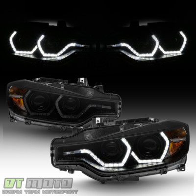 Black Smoke 2012-2015 BMW F30 328i 335i Sedan LED 3D DRL 2 Projector Headlights